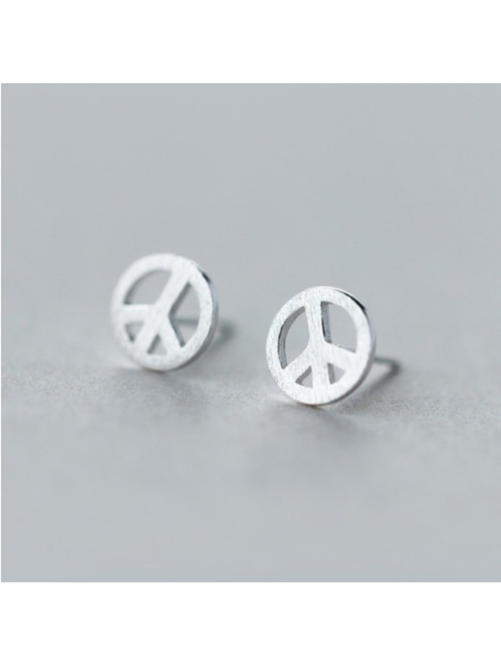 BOUTIQUE Sterling Silver Peace Sign Dainty Minimalist Stud Post Earrings